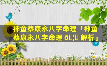 神童蔡康永八字命理「神童蔡康永八字命理 🦈 解析」